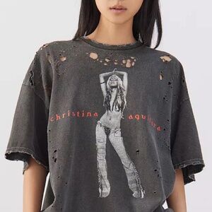 Urban Outfitters Christina Aguilera Distressed Graphic Tee (S/M)